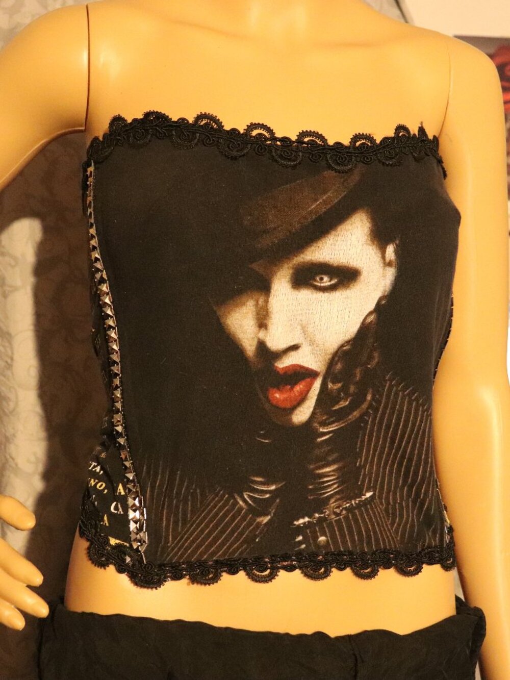 Marilyn Manson Golden Age DIY Vintage shirt corset Gothic OOAK